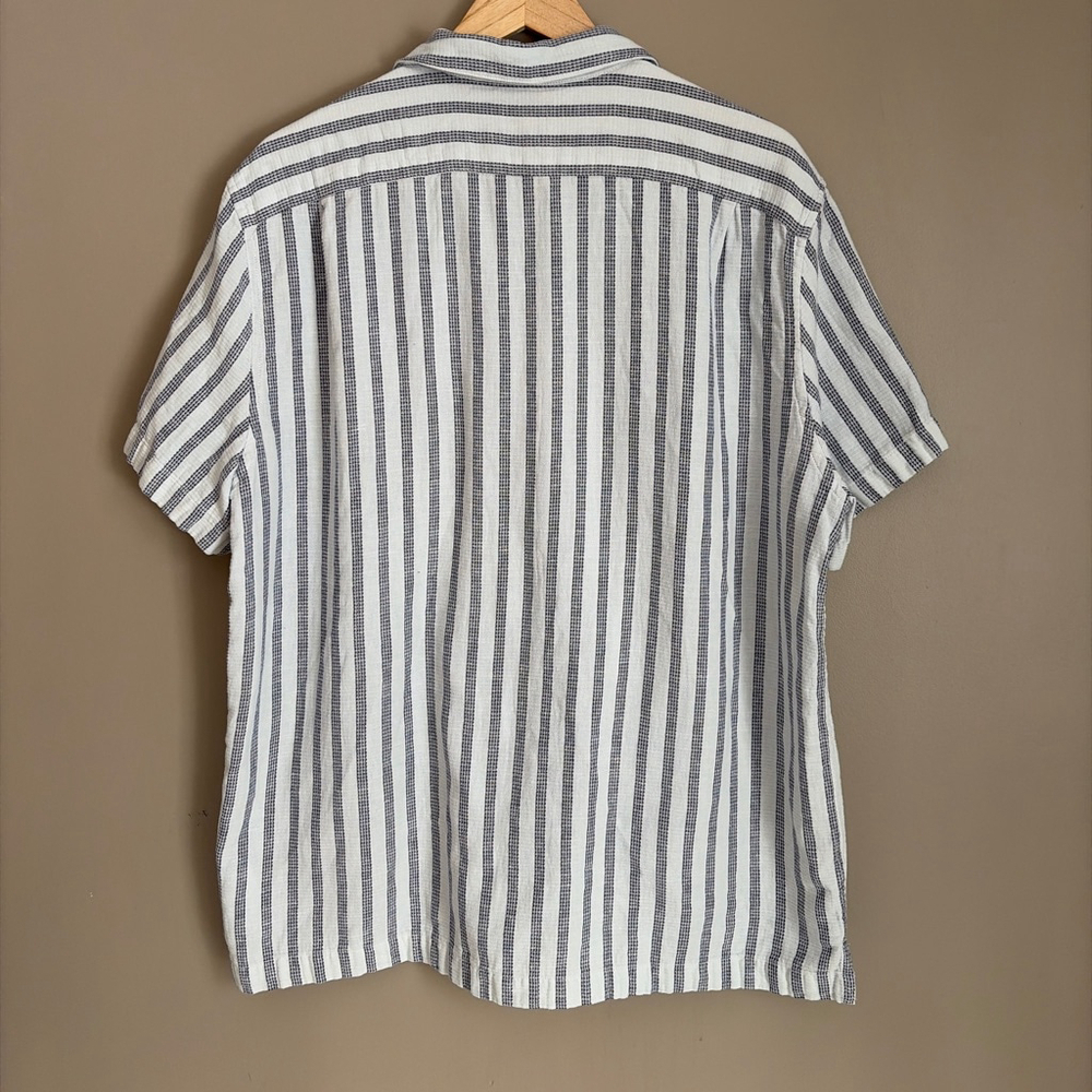 J.Crew Men's Linen Cotton Striped Short Sleeve Shirt Size XL - Picture 3 of 6